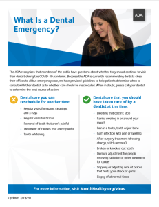 Dental emergency information